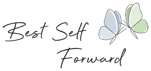 Best Self Forward logo with a blue butterfly and green butterfly in the upper right corner